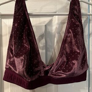 PINK Victoria Secret Luxurious Velvet Bralette with Pearl Accents